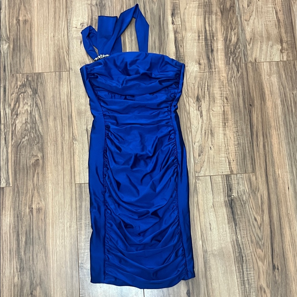 Vintage Atria Clothing Midi Blue Strap Body Dress Size M